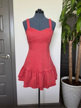NWT saltwater LUXE Coral Ruffle Hem Sundress